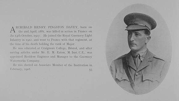 Davey A H P Major 1st Royal Guernsey Light Infantry Obit