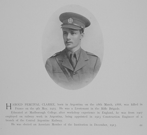 Clarke H P Lt 6th Attd 2nd Rifle Brigade Obit