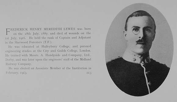 Lewes F H M Captain 5th Notts And Derby Regiment Obit