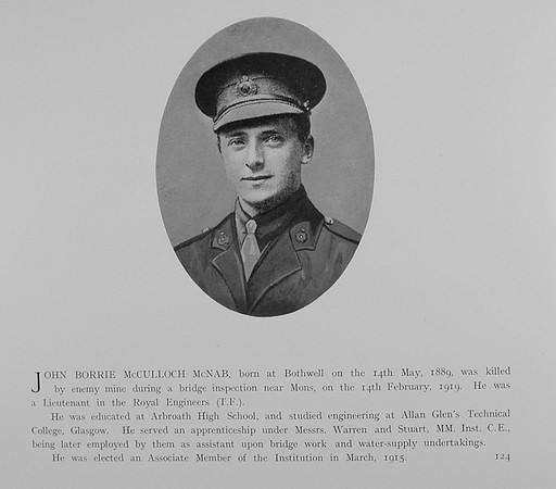 McNab J B M Lt Royal Engineers Obit