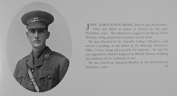 Eaton-Shore J J Lt Royal Marine Engineers 2nd Field Coy. R.M. Div. Engineers, R.N. Div. Obit