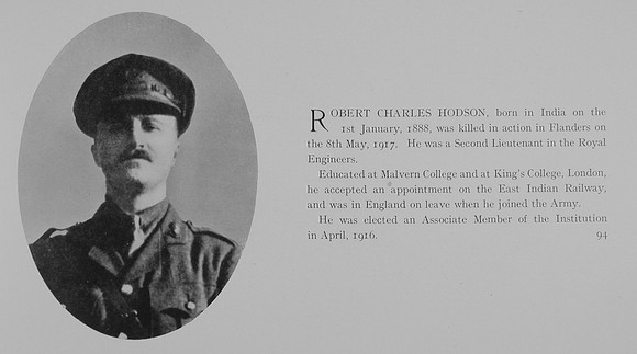 Hodson R C 2nd Lt Royal Engineers Obit