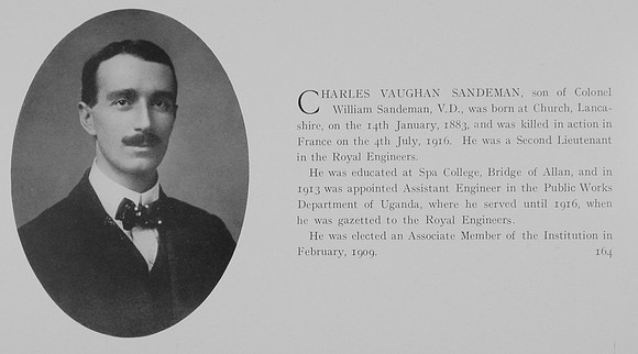 Sandeman C V 2nd Lt Royal Engineers Obit