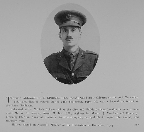 Stephens T A 2nd Lt Royal Engineers Obit