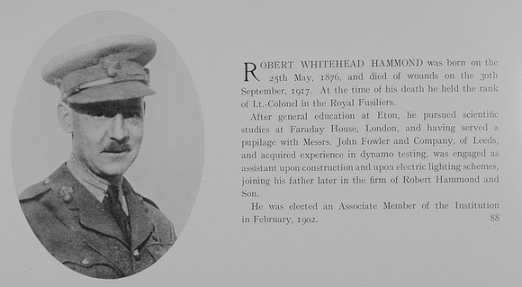 Hammond R W Lt Col 26th Royal Fusiliers Obit