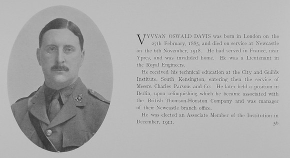 Davis V O Lt Royal Engineers Obit