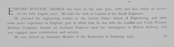George E R Captain Royal Engineers Obit