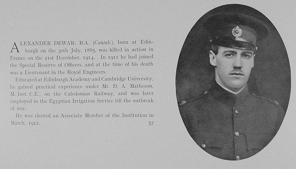 Dewar A Lt Royal Engineers Obit