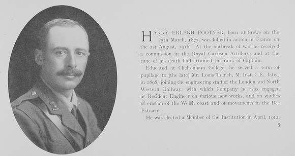 Footner H E Captain Royal Garrison Artillery Obit