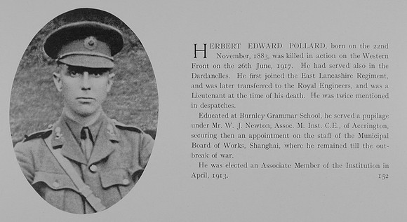 Pollard H E Lt Royal Engineers Obit