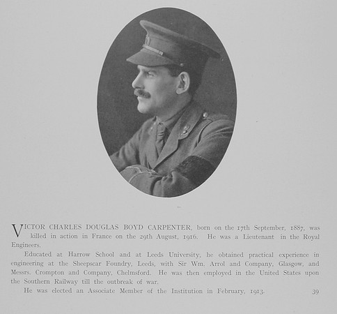 Carpenter V C D B Lt Royal Engineers Obit
