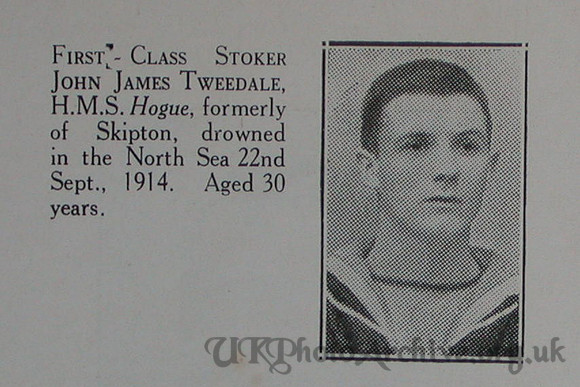 Twedale J J 1st Class Stoker HMS Hogue RN Craven Roll Of Honour