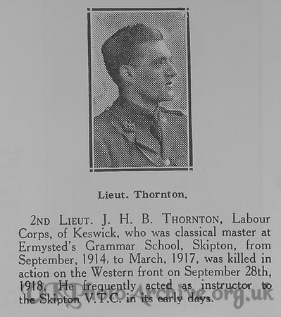 Thornton J H B 2nd Lt Labour Corps