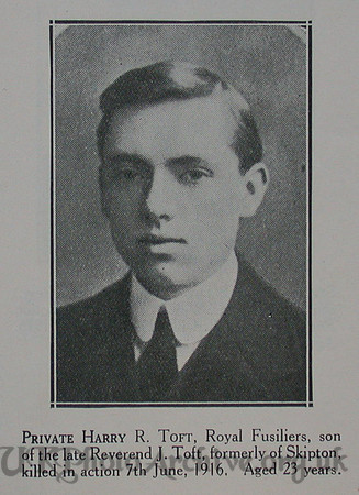 Toft H R Pte 26th Royal Fusiliers Craven Roll Of Honour