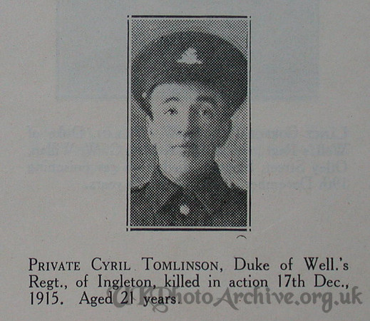 Tomlinson S Pte 6th West Riding Regt Craven Roll Of Honour