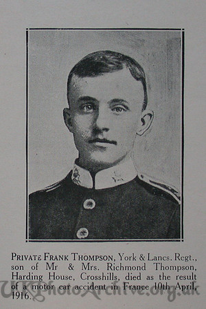 Thompson F Pte 2nd York And Lancs Regt Craven Roll Of Honour