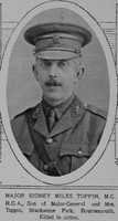Toppin S M Major MC Royal Garrison Artillery The Illustrated London News 27th Oct 1917
