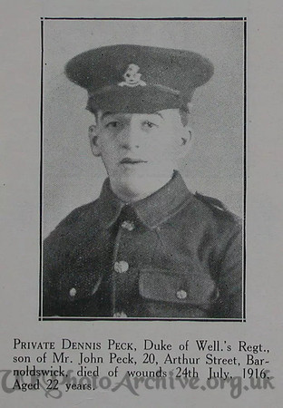 Peck D Pte 6th West Riding Regt Craven Roll Of Honour