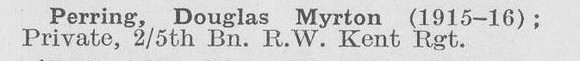 Perring D M Pte 2-5th Royal West Kent Regiment