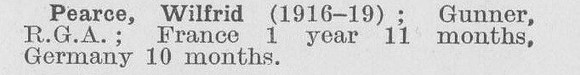 Pearce W Gnr Royal Garrison Artillery