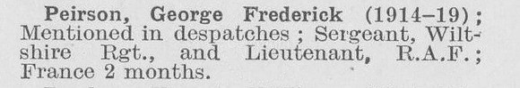 Peirson G F Lt Royal Air Force