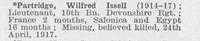 Partridge W I Lt 10th Devonshire Regiment