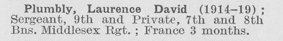 Plumby L D Sergt Middlesex Regiment