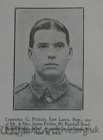 Pickles G Cpl 6th East Lancs Regt Craven Roll Of Honour