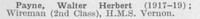 Payne W H Wireman 2nd Class HMS Vernon Royal Navy (LCC Chief Engineers Department Central Office)