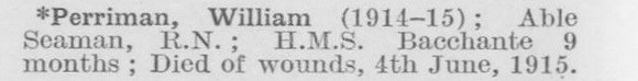 Perriman W AB HMS Bacchante Royal Navy (LCC Staff Barking Outfall Works)