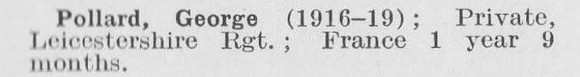 Pollard G Pte Leicestershire Regiment LCC Staff Sewerage And Drainage