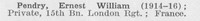Pendry E W Pte 15th London Regiment