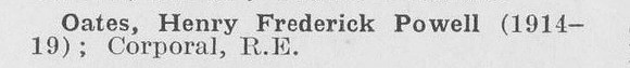 Oates H F P Cpl Royal Engineers (LCC Woolwich Ferry And Tunnel)