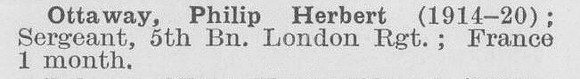 Ottaway P H Sergt 5th London Regiment