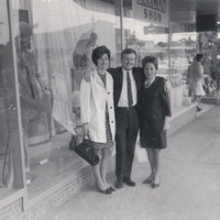 A Man And Two Women Outside A Department Store 1960s