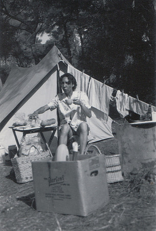 A Woman Camping In The 1950s