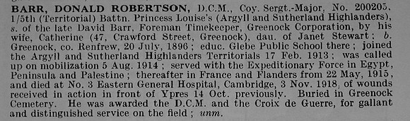 Barr D R Coy Sergt Major DCM 200205 5th Argyll And Sutherland Highlanders