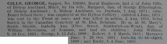 Gills G Sapper 102840 Royal Engineers Obit