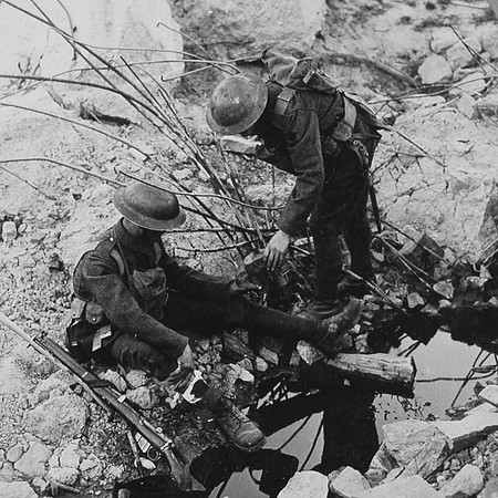 Giving Water To A Wounded Pal At The Advance At Hooge Ypres
