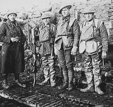 Mud Splashed Lewis Machine Gunners In Our Lines At Hollebeke