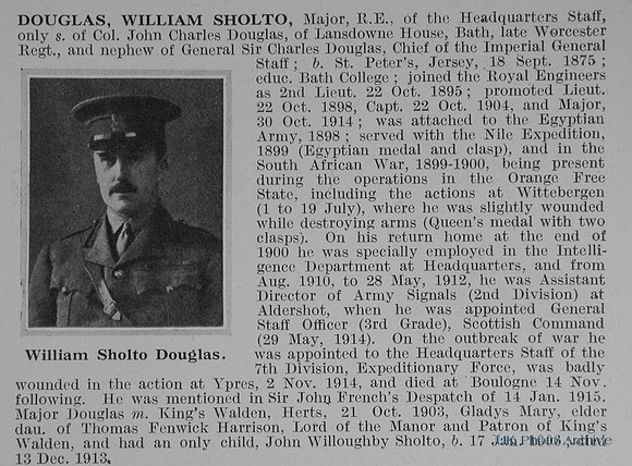 Douglas W S Major Royal Engineers Obit