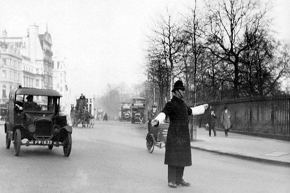 A Policeman Directing Traffic At Hyde Park Corner