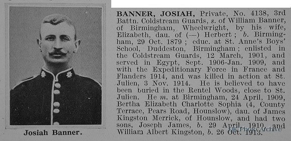Banner J Pte 4138 3rd Coldstream Guards Obit