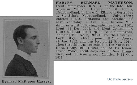 Harvey B M Lt Comm HMS Cressy Royal Navy Obit