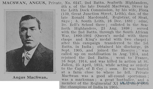 MacSwan A Pte 6247 2nd Seaforth Highlanders Obit