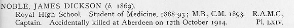 Noble J D Captain Royal Army Medical Corps Obit