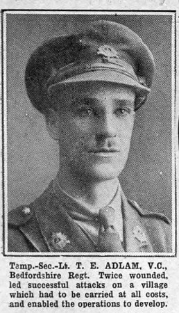 Adlam T E 2nd Lt VC 7th Bedfordshire Regiment