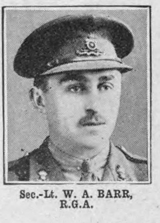 Barr W A 2nd Lt Royal Garrison Artillery