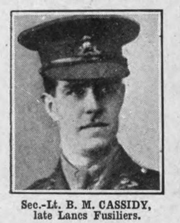 Cassidy B M 2nd Lt VC Lancashire Fusiliers