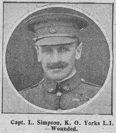 Simpson L Captan Kings Own Yorkshire Light Infantry The Graphic 5th Sep 1914